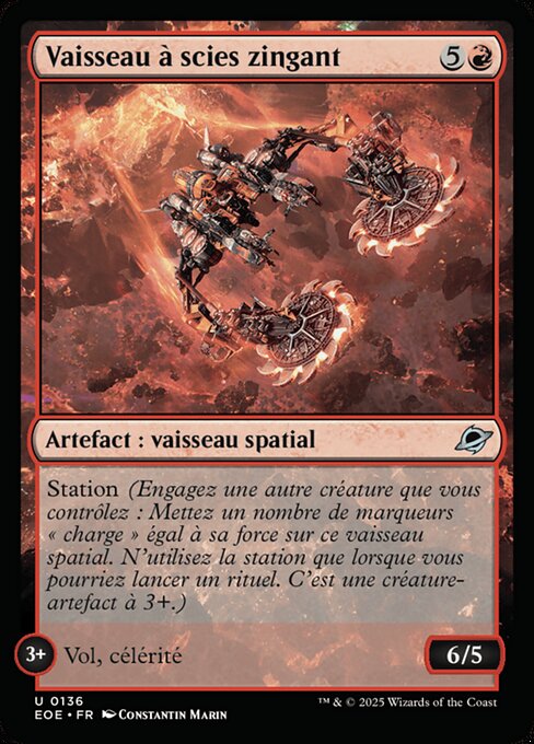 Vaisseau à scies zingant
