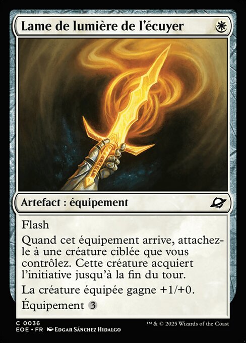 Lame de lumière de l'écuyer