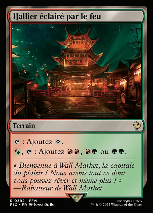 Hallier éclairé par le feu