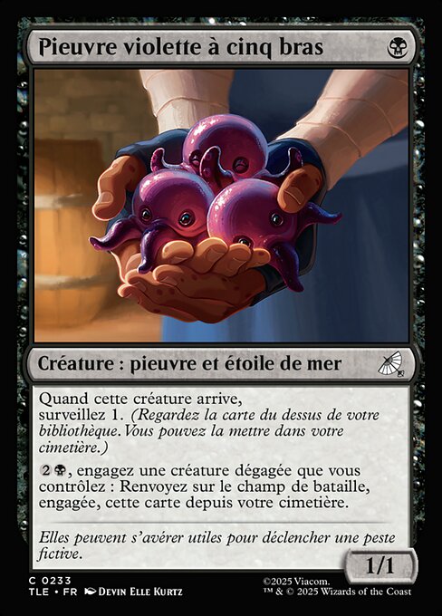 Pieuvre violette à cinq bras